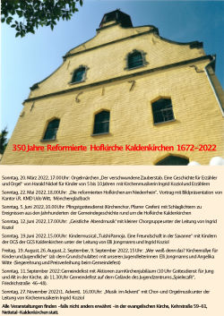 Termine zu 350 Jahre Reformierte Hofkirche